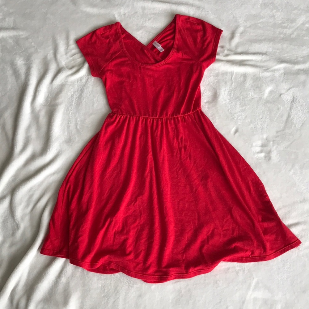 Criss cross open back red stretchy dress